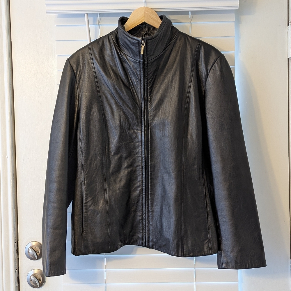 Nine West Classic Black Leather Jacket